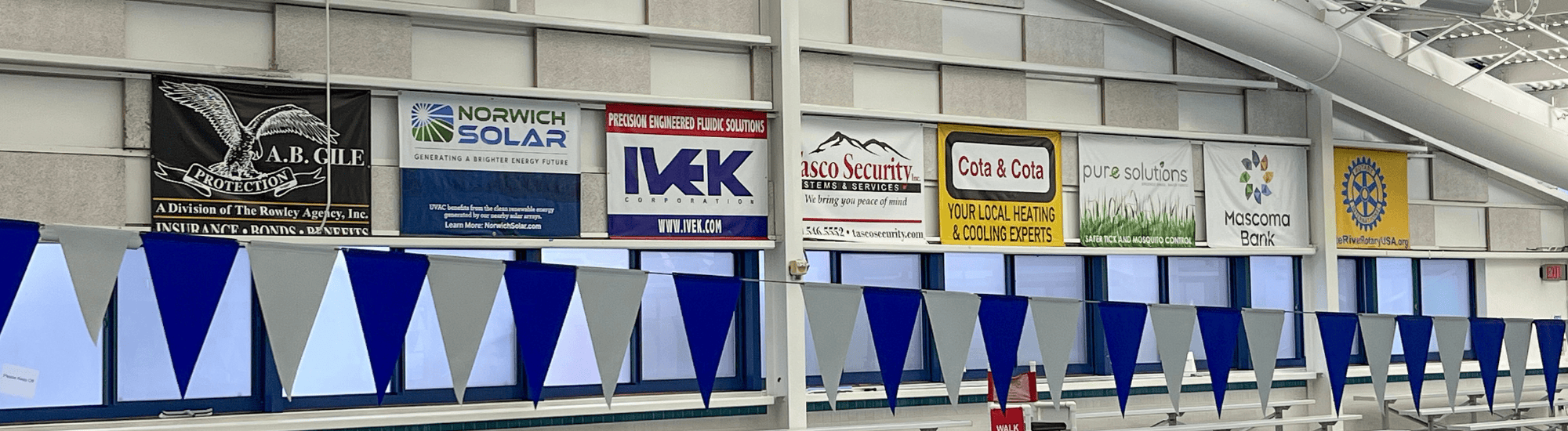 UVAC Sponsor Banners on competition pool deck